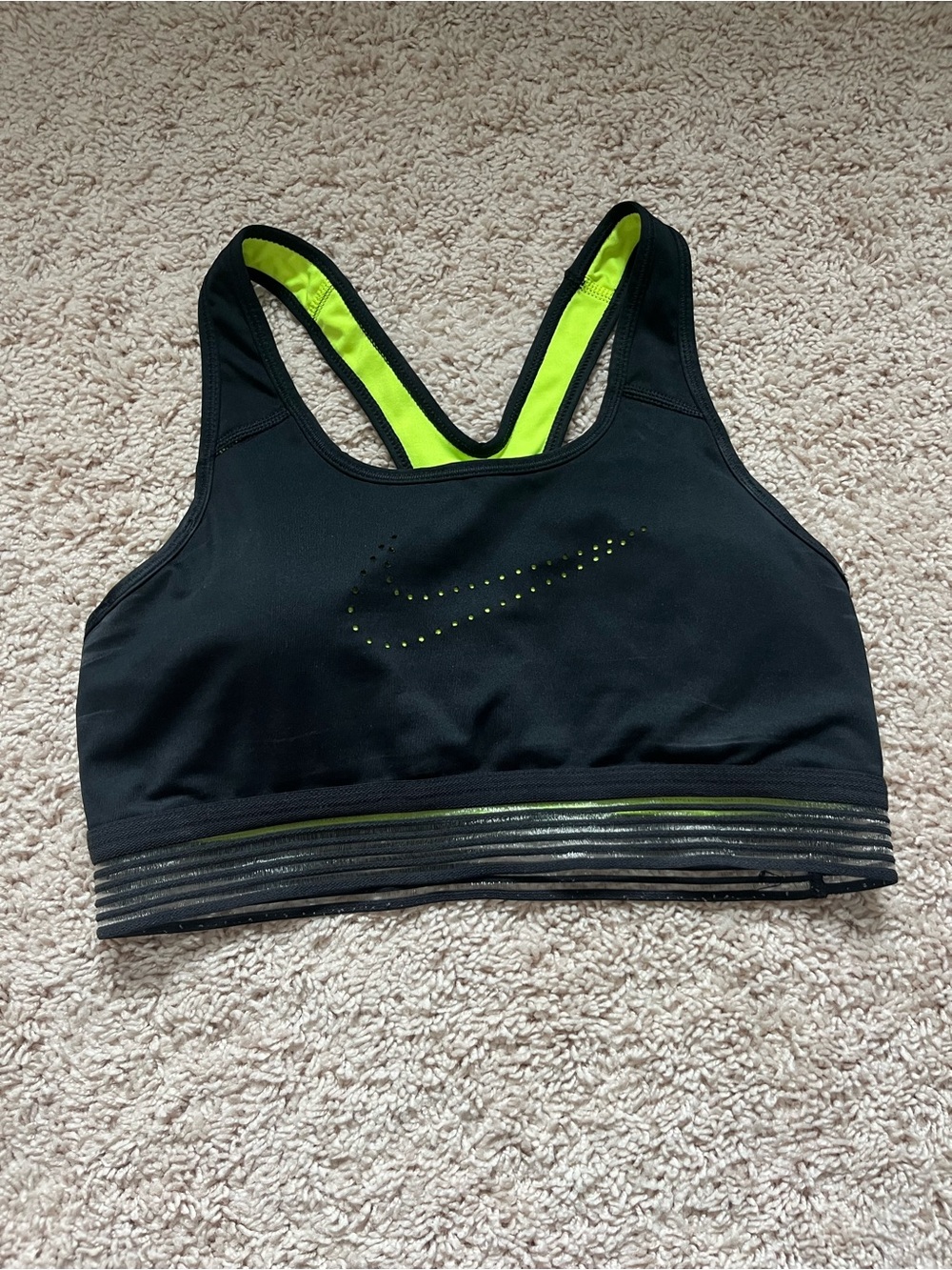 Nike Black Sports Bra with Neon Yellow Accents